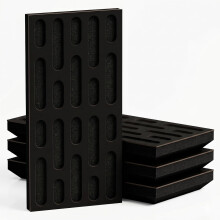 (Black, 53 mm) 4 Pack - Narrow Acoustic Decorative Panel "P24"| 50x25cm | Home Interior Sound Absorption & Echo Control