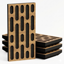 (Oak, 53 mm) 4 Pack - Narrow Acoustic Decorative Panel "P24"| 50x25cm | Home Interior Sound Absorption & Echo Control