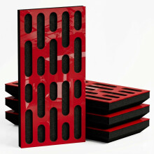 (Red glossy Plastic, 53 mm) 4 Pack - Narrow Acoustic Decorative Panel "P24"| 50x25cm | Home Interior Sound Absorption & Echo Control