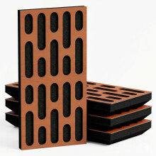 (Cherry, 53 mm) 4 Pack - Narrow Acoustic Decorative Panel "P24"| 50x25cm | Home Interior Sound Absorption & Echo Control