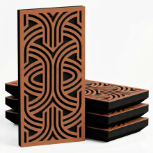 (Cherry, 53 mm) 4 Pack - Narrow Acoustic Decorative Panel "P15"| 50x25cm | Home Interior Sound Absorption & Echo Control