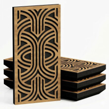 (Oak, 33 mm) 4 Pack - Narrow Acoustic Decorative Panel "P15"| 50x25cm | Home Interior Sound Absorption & Echo Control