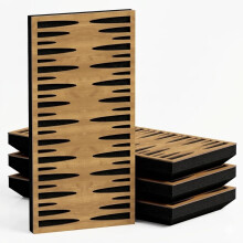 (Oak, 33 mm) 4 Pack - Narrow Acoustic Decorative Panel "P34"| 50x25cm | Home Interior Sound Absorption & Echo Control