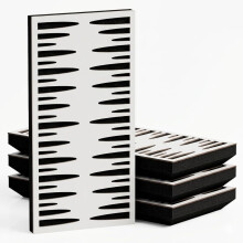 (White, 33 mm) 4 Pack - Narrow Acoustic Decorative Panel "P34"| 50x25cm | Home Interior Sound Absorption & Echo Control