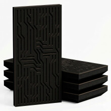 (Black, 33 mm) 4 Pack - Narrow Acoustic Decorative Panel "P36"| 50x25cm | Home Interior Sound Absorption & Echo Control
