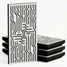 (White glossy Plastic, 53 mm) 4 Pack - Narrow Acoustic Decorative Panel "P36"| 50x25cm | Home Interior Sound Absorption & Echo Control