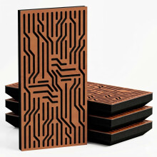 (Cherry, 33 mm) 4 Pack - Narrow Acoustic Decorative Panel "P36"| 50x25cm | Home Interior Sound Absorption & Echo Control