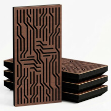 (Nut, 33 mm) 4 Pack - Narrow Acoustic Decorative Panel "P36"| 50x25cm | Home Interior Sound Absorption & Echo Control