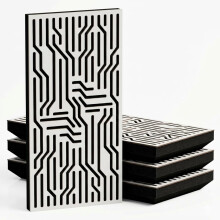 (White, 33 mm) 4 Pack - Narrow Acoustic Decorative Panel "P36"| 50x25cm | Home Interior Sound Absorption & Echo Control