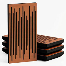 (Cherry, 53 mm) 4 Pack - Narrow Acoustic Decorative Panel "P14"| 50x25cm | Home Interior Sound Absorption & Echo Control