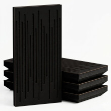 (Black, 53 mm) 4 Pack - Narrow Acoustic Decorative Panel "P14"| 50x25cm | Home Interior Sound Absorption & Echo Control