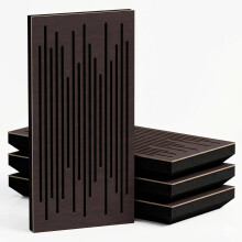 (Wenge, 53 mm) 4 Pack - Narrow Acoustic Decorative Panel "P14"| 50x25cm | Home Interior Sound Absorption & Echo Control