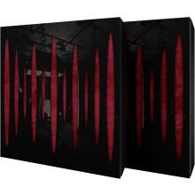 (Black glossy Plastic, Burgundy) 2 Pack - Diffuse Sound-Absorbing Acoustic Panel PULSAR with Velvet Fabric & Mounting Kit | 50x50x5cm | Reflection