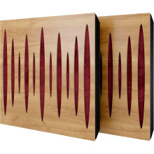 (Oak, Burgundy) 2 Pack - Diffuse Sound-Absorbing Acoustic Panel PULSAR with Velvet Fabric & Mounting Kit | 50x50x5cm | Reflection