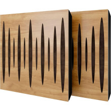 (Oak, Brown) 2 Pack - Diffuse Sound-Absorbing Acoustic Panel PULSAR with Velvet Fabric & Mounting Kit | 50x50x5cm | Reflection