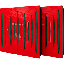 (Red glossy Plastic, Green) 2 Pack - Diffuse Sound-Absorbing Acoustic Panel PULSAR with Velvet Fabric & Mounting Kit | 50x50x5cm | Reflection
