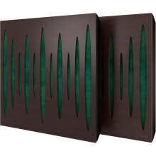 (Wenge, Green) 2 Pack - Diffuse Sound-Absorbing Acoustic Panel PULSAR with Velvet Fabric & Mounting Kit | 50x50x5cm | Reflection
