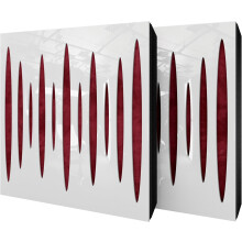 (White glossy Plastic, Burgundy) 2 Pack - Diffuse Sound-Absorbing Acoustic Panel PULSAR with Velvet Fabric & Mounting Kit | 50x50x5cm | Reflection