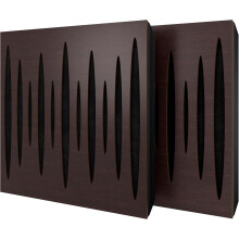 (Wenge, Black) 2 Pack - Diffuse Sound-Absorbing Acoustic Panel PULSAR with Velvet Fabric & Mounting Kit | 50x50x5cm | Reflection