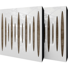 (White glossy Plastic, Beige) 2 Pack - Diffuse Sound-Absorbing Acoustic Panel PULSAR with Velvet Fabric & Mounting Kit | 50x50x5cm | Reflection