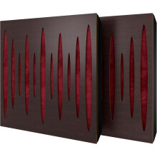 (Wenge, Burgundy) 2 Pack - Diffuse Sound-Absorbing Acoustic Panel PULSAR with Velvet Fabric & Mounting Kit | 50x50x5cm | Reflection