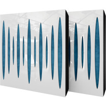(White glossy Plastic, Blue) 2 Pack - Diffuse Sound-Absorbing Acoustic Panel PULSAR with Velvet Fabric & Mounting Kit | 50x50x5cm | Reflection