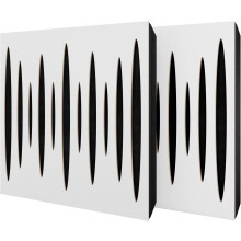(White, Black) 2 Pack - Diffuse Sound-Absorbing Acoustic Panel PULSAR with Velvet Fabric & Mounting Kit | 50x50x5cm | Reflection