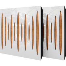(White glossy Plastic, Gold) 2 Pack - Diffuse Sound-Absorbing Acoustic Panel PULSAR with Velvet Fabric & Mounting Kit | 50x50x5cm | Reflection