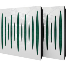 (White glossy Plastic, Green) 2 Pack - Diffuse Sound-Absorbing Acoustic Panel PULSAR with Velvet Fabric & Mounting Kit | 50x50x5cm | Reflection