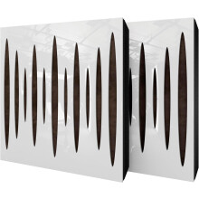 (White glossy Plastic, Brown) 2 Pack - Diffuse Sound-Absorbing Acoustic Panel PULSAR with Velvet Fabric & Mounting Kit | 50x50x5cm | Reflection
