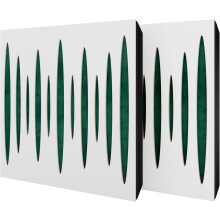 (White, Green) 2 Pack - Diffuse Sound-Absorbing Acoustic Panel PULSAR with Velvet Fabric & Mounting Kit | 50x50x5cm | Reflection