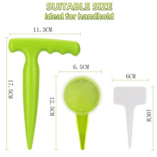 (1+1+10pcs) Fluorescent Green Seeder with 5 Adjustable Settings - Gardening Tool Set with Soil Punch
