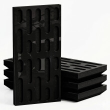 (Black glossy Plastic, 33 mm) 4 Pack - Narrow Acoustic Decorative Panel "P24"| 50x25cm | Home Interior Sound Absorption & Echo Control