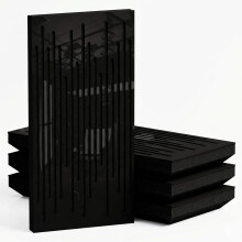 (Black glossy Plastic, 33 mm) 4 Pack - Narrow Acoustic Decorative Panel "P14"| 50x25cm | Home Interior Sound Absorption & Echo Control
