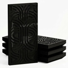 (Black glossy Plastic, 33 mm) 4 Pack - Narrow Acoustic Decorative Panel "P15"| 50x25cm | Home Interior Sound Absorption & Echo Control