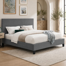 (4ft Small Double, No Mattress) Modern Fabric Bedframe Dark Grey