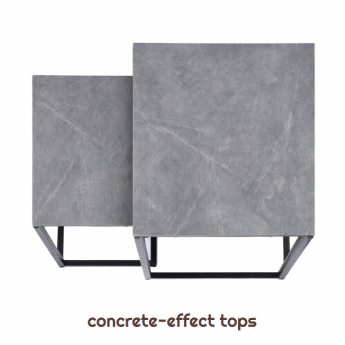 Set of 2 Concrete Effect Nesting Coffee Tables 2
