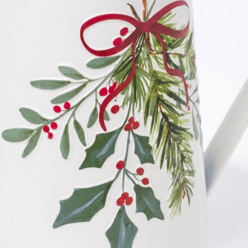 Homescapes White Christmas Holly & Mistletoe Decorative Vase 2