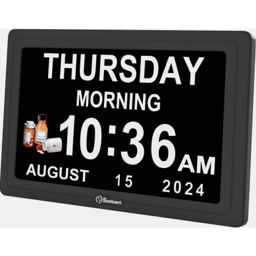 Large Display Digital Alarm Clock for Seniors, Plug-in with Date and 4 Display Modes