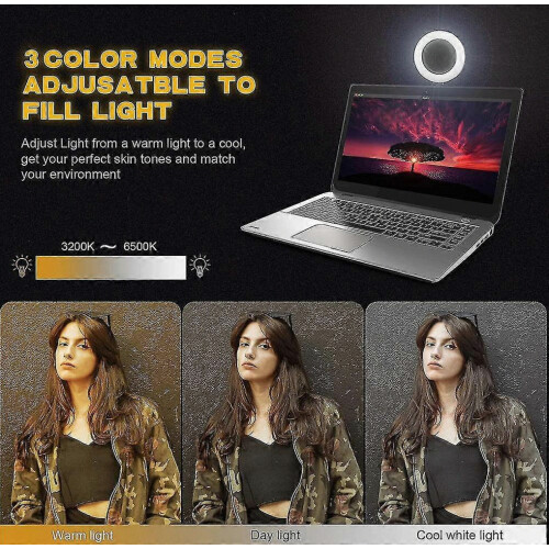 Videoconferentieverlichtingsset, dimbare LED-ringlamp voor computer-/laptopmonitor (HFC) 1