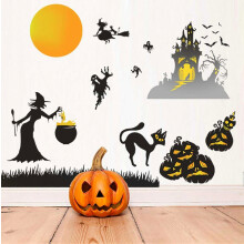 Halloween-Fensteraufkleber, Geister-Wandtattoos, Spukhaus-Katzen-Kürbis-Wandposter von ILJ