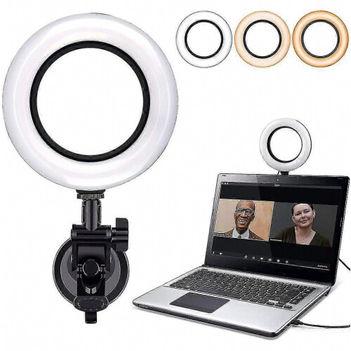Videoconferentieverlichtingsset, dimbare LED-ringlamp voor computer-/laptopmonitor (HFC)