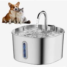 Kattenwaterfontein 2,2 liter, roestvrijstalen waterfontein met stille pomp, gezond drinkwater voor katten en honden.