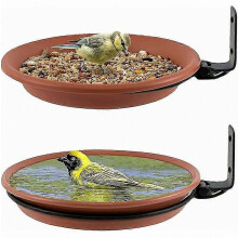 2 PCS Bird Waterer, Outdoor Bird Feeder And Bird Bath, Balcony Bird Waterer, Wild Bird Food Dispenser, Bird Bath, (Brown)