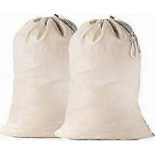 Lot de 2 sacs à linge extra larges en coton, sacs à linge résistants de grande taille (61 x 91 cm), sac de voyage XL avec cordon de ser