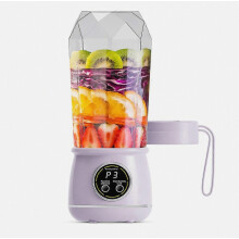 Fialový prenosný nabíjateľný mixér na smoothie a ovocie, drvenie ľadu, 10 čepelí, 3,7 V 1300 mAh, s viečkom -