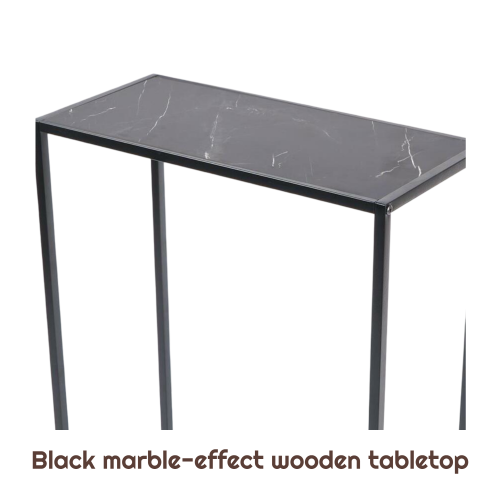 Black Marble Console Table with Metal Frame Shelf 1
