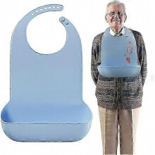 Bavoirs en silicone lavables pour adultes âgés - Bavoir d'alimentation imperméable et ajustable avec récupérateur de miettes pour adult
