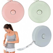 Automatisch oprolbaar meetlint van 1,5 m, plastic meetlint, flexibel meetlint (blauw, roze, groen) (3 stuks)