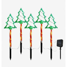 Lot de 5 guirlandes lumineuses solaires de Noël en forme de cannes de Noël, étanches, à planter dans un chemin pour décorer l'extérieur